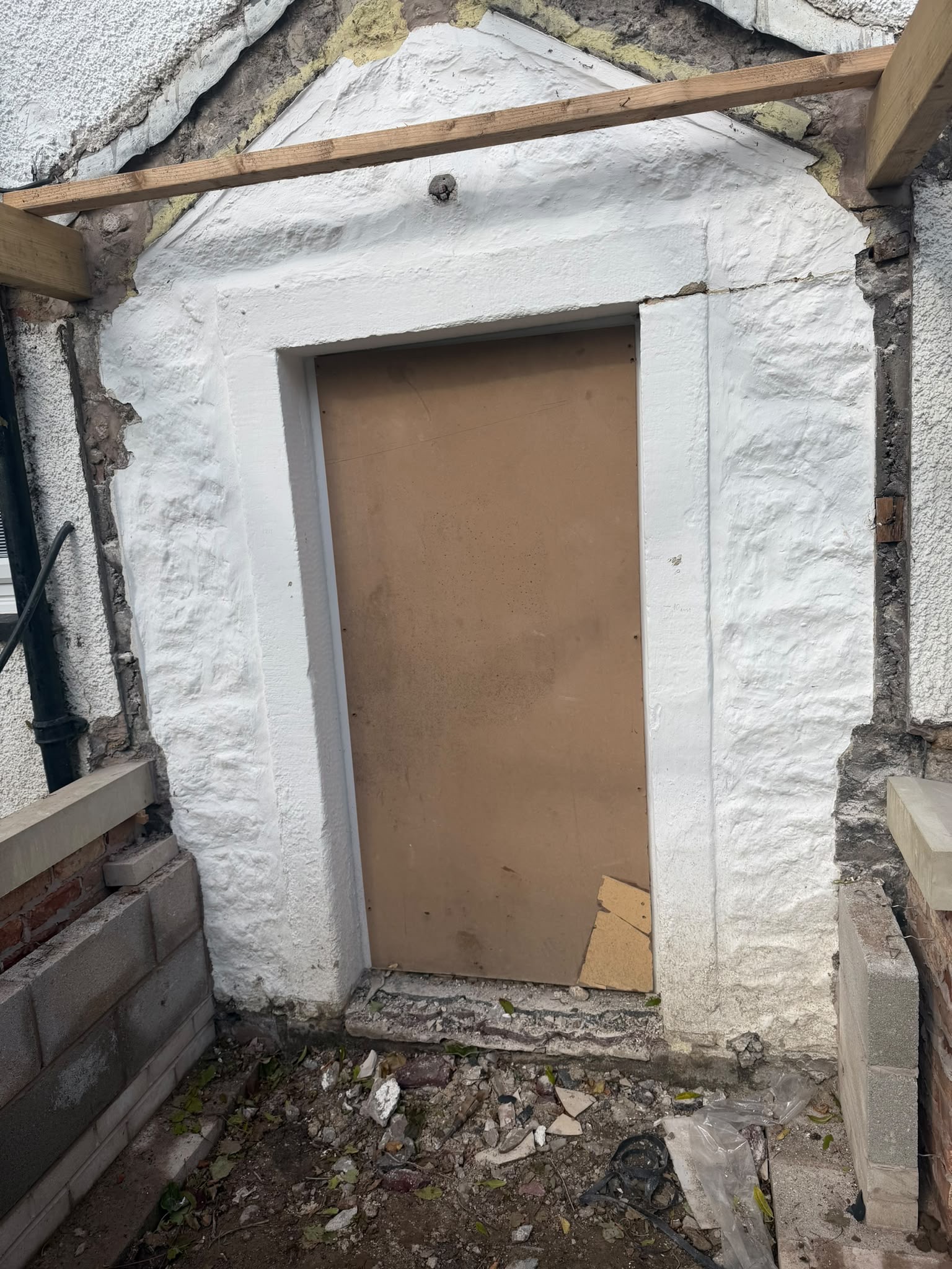 Painted stone doorway at the Clitheroe property
