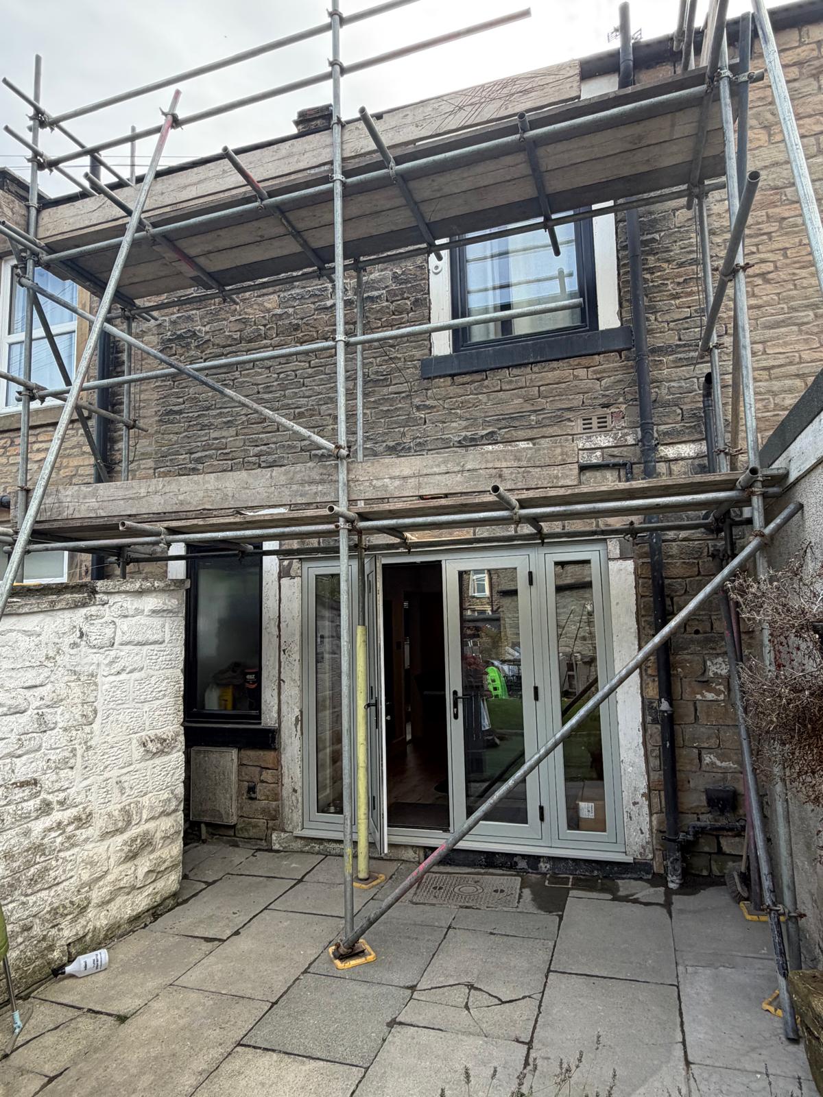 Stone sandblasting work in progress in Barrowford